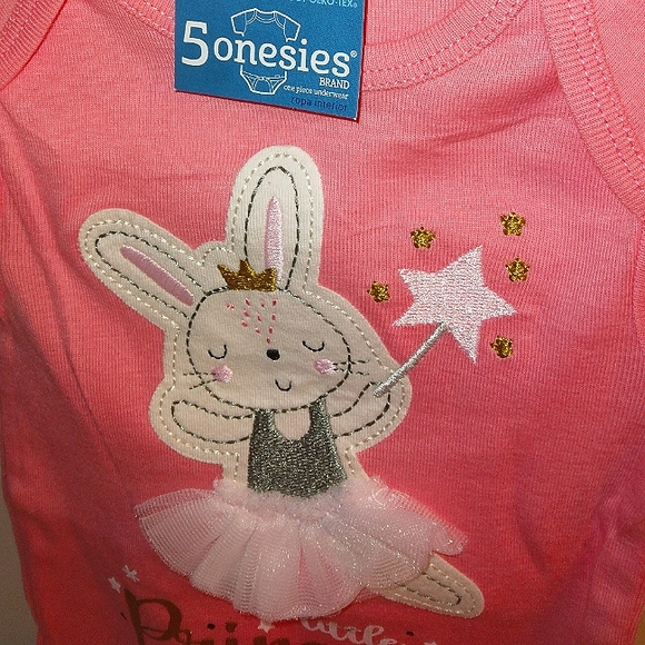 NWT Gerber 5 Pack Ballerina/Bunny Theme Short Sleeve Onesies Set☆6-9mo☆ - Picture 9 of 15